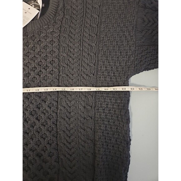 The Irish Store 100% Wool Aran Black Cable Knit Sweater Men's XL NWT - Picture 6 of 8